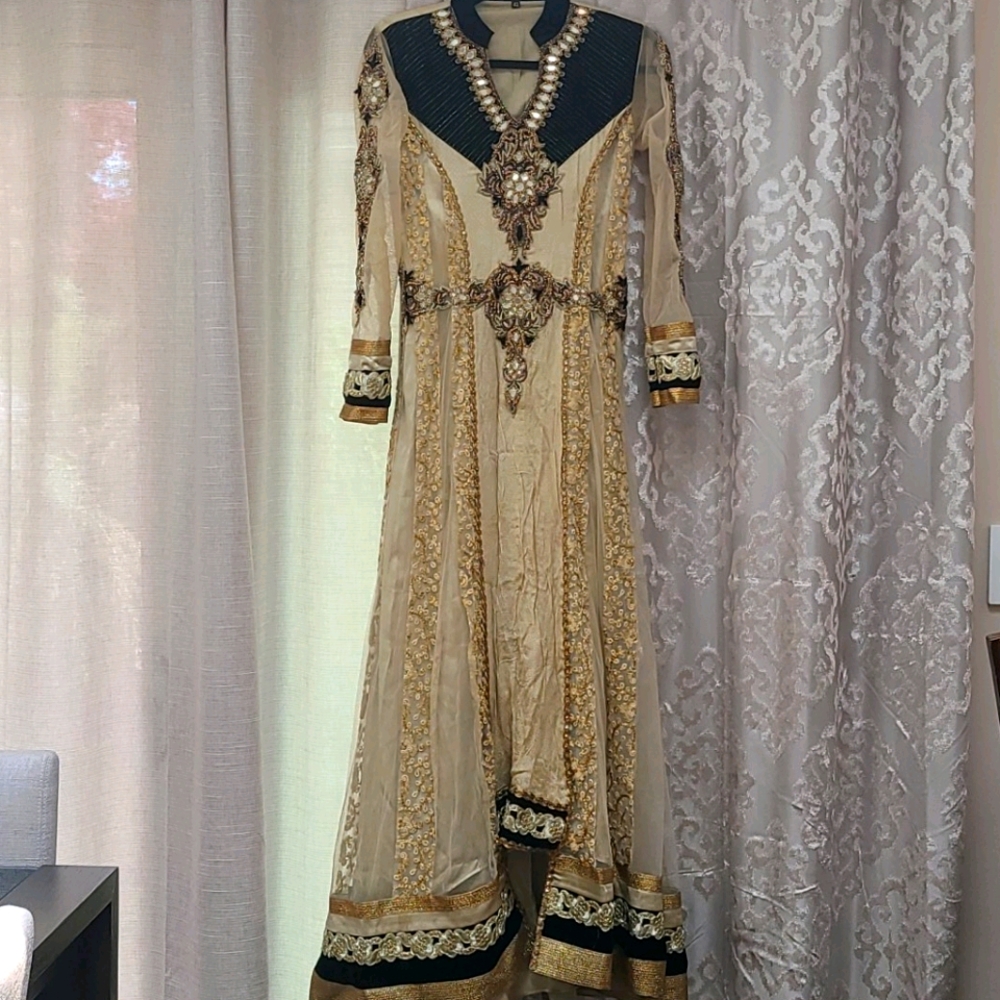 Elegant Cream & Black Embroidered Women's Lehenga